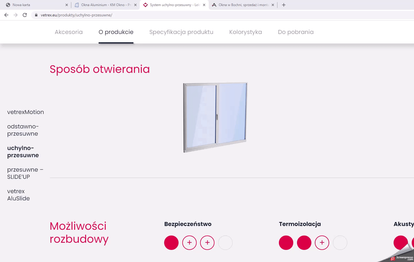 System uchylno-przesuwny